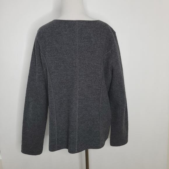 Boden Boiled Wool Open Front Jacket Cardigan Gray Unlined WU020 Women 14 - Picture 3 of 13